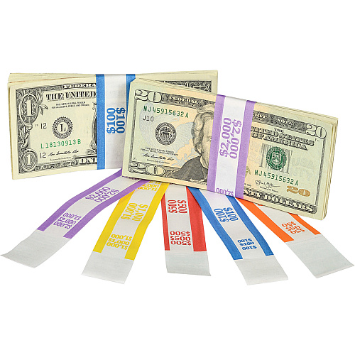 Sparco White Kraft ABA Bill Straps 1000 Wrap(s) - Total $1,000 in $10 Denomination - Kraft - Yellow - 1000 / Pack (BS1000WK)