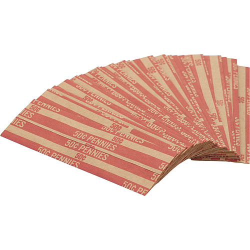Sparco Flat Coin Wrappers 1000 Wrap(s) - Total $0.50 in 50 Coins of 1¢ Denomination - 60 lb Basis Weight - Kraft - Red - 1000 / Pack (TCW01)