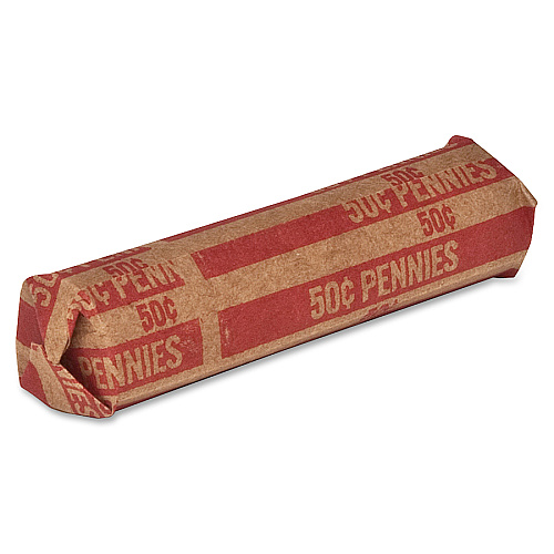 Sparco Flat Coin Wrappers 1000 Wrap(s) - Total $0.50 in 50 Coins of 1¢ Denomination - 60 lb Basis Weight - Kraft - Red - 1000 / Pack (TCW01)