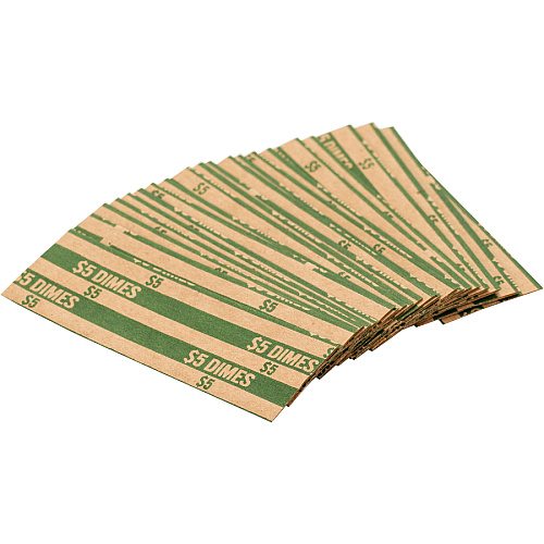Sparco Flat Coin Wrappers 1000 Wrap(s) - Total $5.0 in 50 Coins of 10¢ Denomination - 60 lb Basis Weight - Kraft - Green - 1000 / Pack (TCW10)