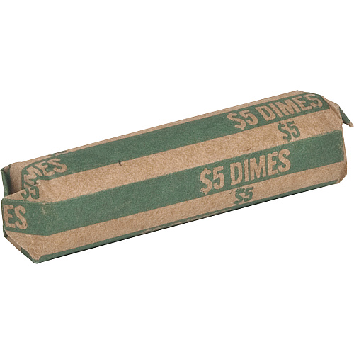Sparco Flat Coin Wrappers 1000 Wrap(s) - Total $5.0 in 50 Coins of 10¢ Denomination - 60 lb Basis Weight - Kraft - Green - 1000 / Pack (TCW10)