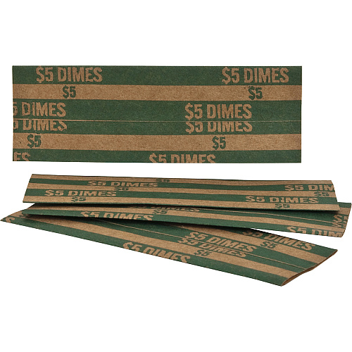 Sparco Flat Coin Wrappers 1000 Wrap(s) - Total $5.0 in 50 Coins of 10¢ Denomination - 60 lb Basis Weight - Kraft - Green - 1000 / Pack (TCW10)