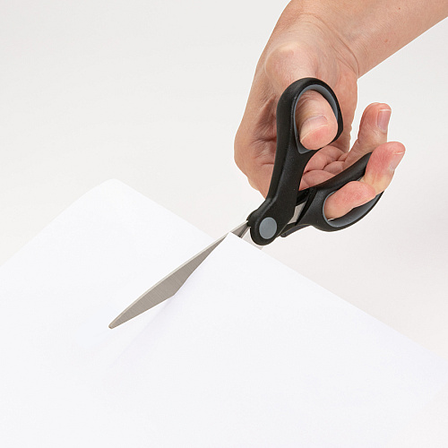 Sparco Straight Scissors w/Rubber Grip Handle 8" Overall Length - Straight - Stainless Steel - Black, Gray - 1 Each (25226)