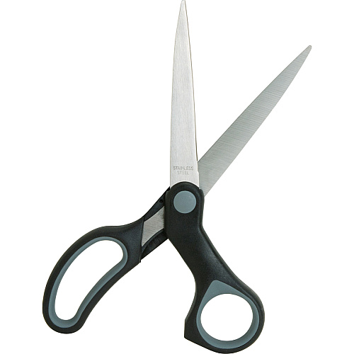 Sparco Straight Scissors w/Rubber Grip Handle 8" Overall Length - Straight - Stainless Steel - Black, Gray - 1 Each (25226)