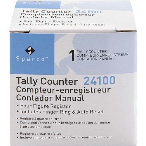 Sparco Finger Ring Tally Counter 4 Digit - Finger Ring - Handheld - Chrome Plated Steel - Silver (24100)