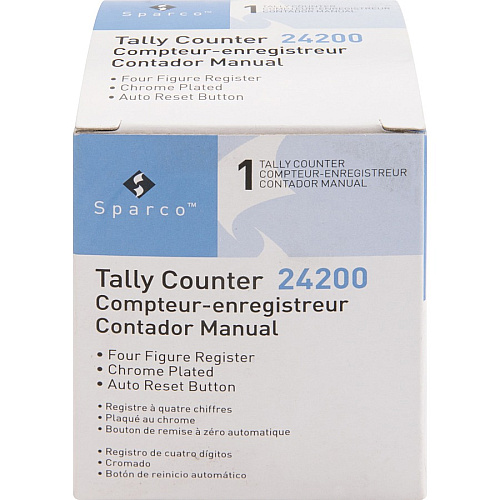 Sparco Tally Counters 4 Digit - Finger Ring - Desktop - Chrome Plated Steel - Silver (24200)