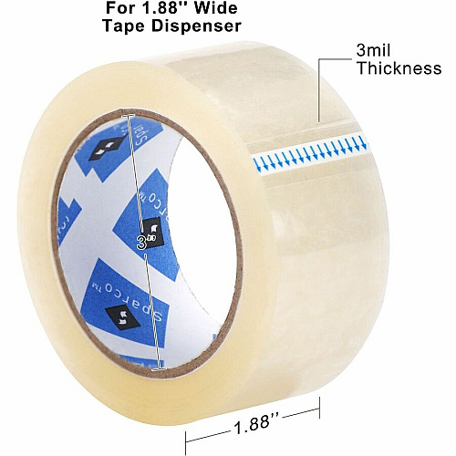 Sparco Heavy-duty Packaging Tape with Dispenser 55 yd Length x 2" Width - 3" Core - Clear - 3 mil - Acrylic Backing - Dispenser Included - Tear Resistant, Split Resistant, Breakage Resistance - For Packing - 4 / Pack (64011)