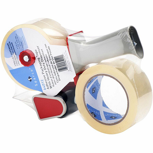 Sparco Pistol Grip Dispenser Heavy-duty Packging Tape 55 yd Length x 2" Width - 3" Core - Clear - 3 mil - Acrylic Backing - Dispenser Included - Pistol Grip Dispenser - Tear Resistant, Breakage Resistance, Split Resistant - For Packing - 2 / Pack (64012)