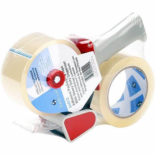 Sparco Pistol Grip Dispenser Heavy-duty Packging Tape 55 yd Length x 2" Width - 3" Core - Clear - 3 mil - Acrylic Backing - Dispenser Included - Pistol Grip Dispenser - Tear Resistant, Breakage Resistance, Split Resistant - For Packing - 2 / Pack (64012)