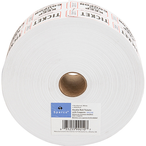 Sparco Roll Tickets White - 2000 / Roll (99210)
