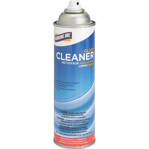 Genuine Joe Glass Cleaner Aerosol For Mirror, Glass, Window, Tile, Plexiglas, Plastic Surface, Chrome - Ready-To-Use - 19 oz (1.19 lb) - Recommended For: Grease Remover, Soil Remover - Non-streaking, Non Ammoniated - White - 1 Each (GJO02103)