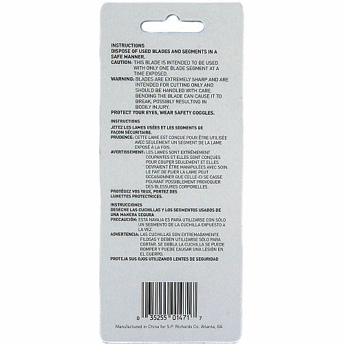 Sparco Fast-Point Snap-Off Blade Knife Refills 3.25" Length x 0.33" Thickness - Straight Style - Snap-off - Steel - Stainless Steel - 5 / Pack (01471)