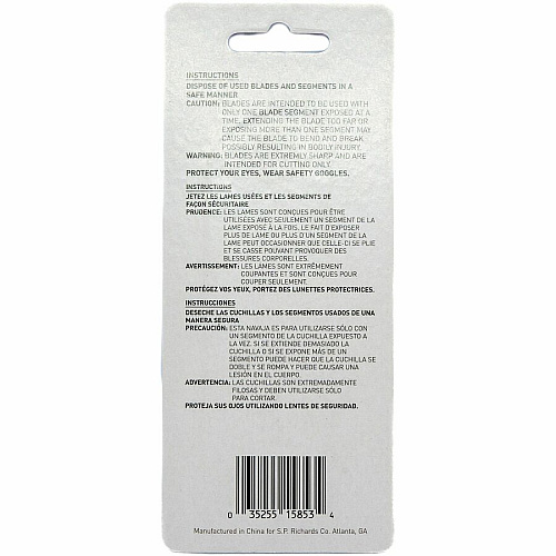 Sparco Replacement Snap-Off Blades 4" Length x 0.71" Thickness - Straight Style - Snap-off, Durable - Steel - Silver - 5 / Pack (15853)