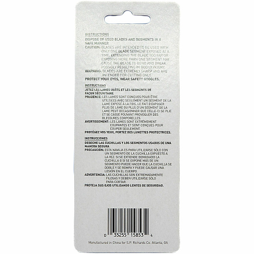 Sparco Replacement Snap-Off Blades 4" Length x 0.71" Thickness - Straight Style - Snap-off, Durable - Steel - Silver - 5 / Pack (15853)