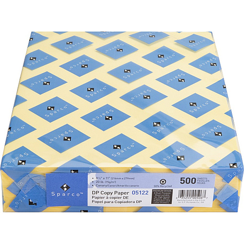 Sparco Premium Copy Paper - Canary Letter - 8 1/2" x 11" - 20 lb Basis Weight - Sustainable Forestry Initiative (SFI) - Lint-free, Archival-safe, Acid-free - Canary - 500 / Ream (05122)