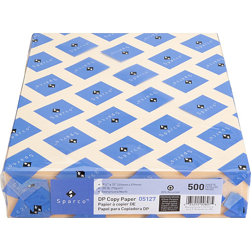 Sparco Premium Copy Paper - Ivory Letter - 8 1/2" x 11" - 20 lb Basis Weight - Sustainable Forestry Initiative (SFI) - Lint-free, Acid-free, Archival-safe - Ivory - 500 / Ream (05127)