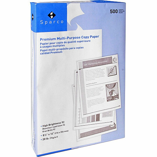 Sparco Multipurpose Copy Paper 92 Brightness - Legal - 8 1/2" x 14" - 20 lb Basis Weight - 5000 / Carton - Sustainable Forestry Initiative (SFI) - Acid-free - White (06420)