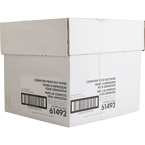 Sparco Blank Perforated Carbonless Paper Letter - 8 1/2" x 11" - 15 lb Basis Weight - Perforated - White - 1575 / Carton (61492)