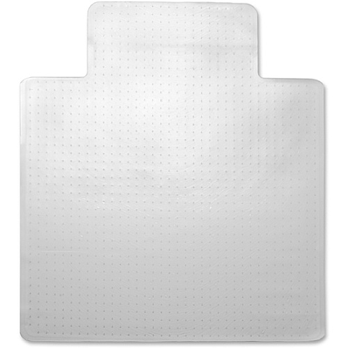 Lorell Low Pile Wide Lip Economy Chairmat Carpeted Floor - 53" Length x 45" Width x 0.095" Thickness - Lip Size 12" Length x 25" Width - Vinyl - Clear - 1 Each (LLR02157)