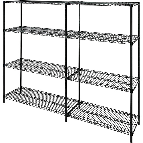 Lorell Industrial Wire Starter Shelving Unit 48" Width x 18" Depth x 72" Height - 4 x Shelf(ves) - 4000 lb Load Capacity - Black - Powder Coated - Steel - Assembly Required (LLR70061)