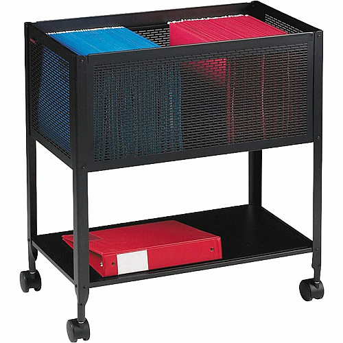 Lorell Mesh Rolling File 4 Casters - Steel - 13.31" Width x 24.21" Depth x 27.72" Height - Black - 1 Each (LLR60175)