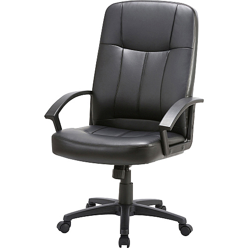 Lorell Chadwick Series Executive High-Back Chair Black Seat Color - Leather Seat Material - Black Frame Color - 5-star Base - Black - 1 Each (LLR60120)