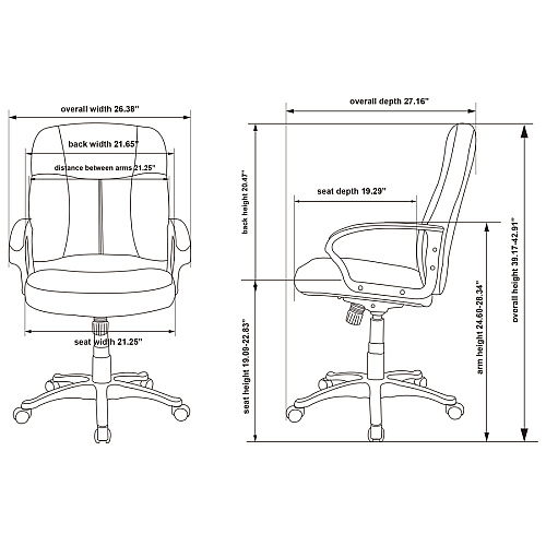Lorell Chadwick Series Managerial Mid-Back Chair Black Seat Color - Leather Seat Material - Black Frame Color - 5-star Base - Black - 1 Each (LLR60121)