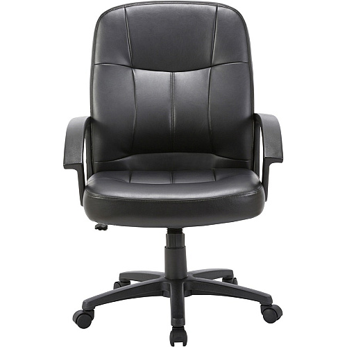 Lorell Chadwick Series Managerial Mid-Back Chair Black Seat Color - Leather Seat Material - Black Frame Color - 5-star Base - Black - 1 Each (LLR60121)