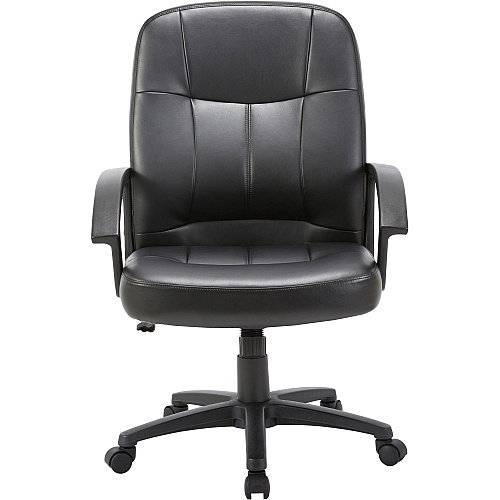 Lorell Chadwick Series Managerial Mid-Back Chair Black Seat Color - Leather Seat Material - Black Frame Color - 5-star Base - Black - 1 Each (LLR60121)