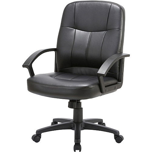 Lorell Chadwick Series Managerial Mid-Back Chair Black Seat Color - Leather Seat Material - Black Frame Color - 5-star Base - Black - 1 Each (LLR60121)