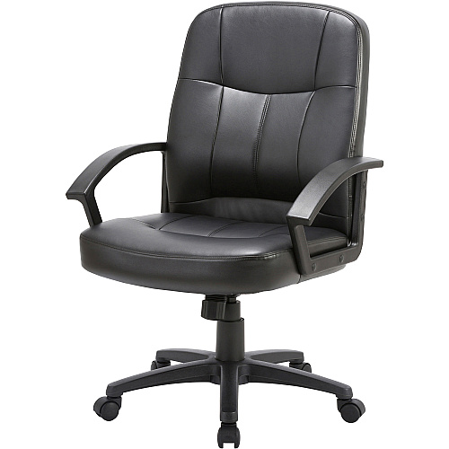 Lorell Chadwick Series Managerial Mid-Back Chair Black Seat Color - Leather Seat Material - Black Frame Color - 5-star Base - Black - 1 Each (LLR60121)