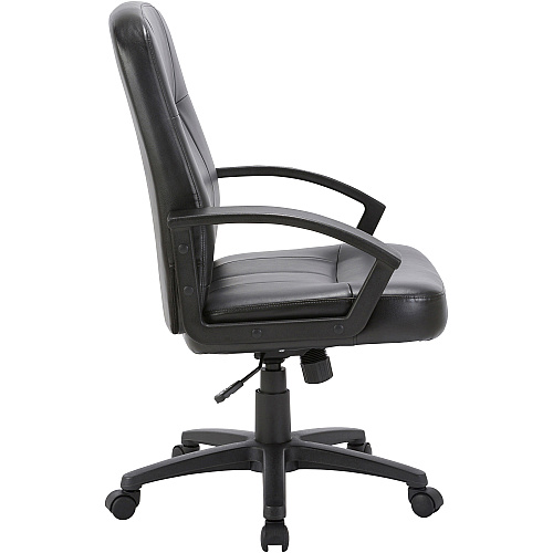 Lorell Chadwick Series Managerial Mid-Back Chair Black Seat Color - Leather Seat Material - Black Frame Color - 5-star Base - Black - 1 Each (LLR60121)