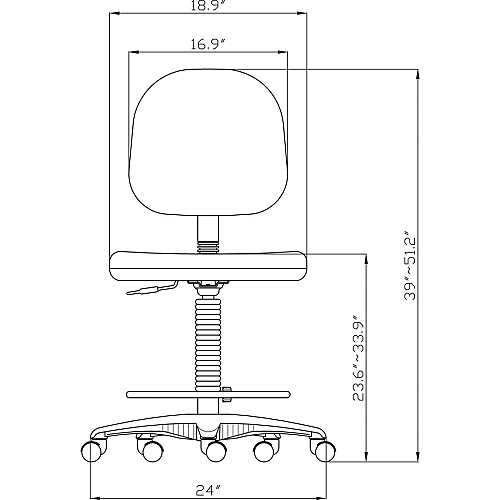 Lorell Millenia Series Adjustable Task Stool with Back Black Seat Color - Black - 1 Each (LLR80008)
