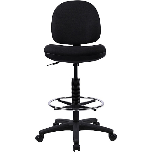 Lorell Millenia Series Adjustable Task Stool with Back Black Seat Color - Black - 1 Each (LLR80008)