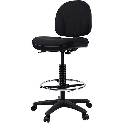 Lorell Millenia Series Adjustable Task Stool with Back Black Seat Color - Black - 1 Each (LLR80008)