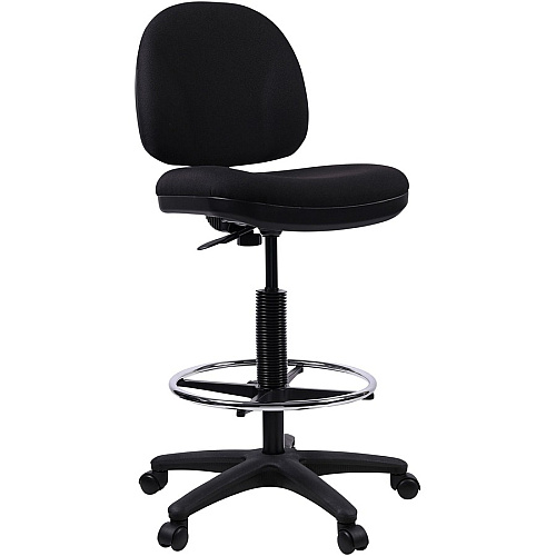 Lorell Millenia Series Adjustable Task Stool with Back Black Seat Color - Black - 1 Each (LLR80008)