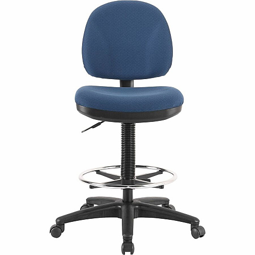 Lorell Millenia Series Adjustable Task Stool with Back Blue Seat Color - Blue - 1 Each (LLR80010)
