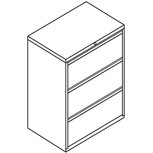 HON Lateral Files - 3-Drawer 36" Width x 19.3" Depth x 40.9" Height - 3 x Drawer(s) for File - Lateral - Black - Baked Enamel - Steel - Recycled (883LP)