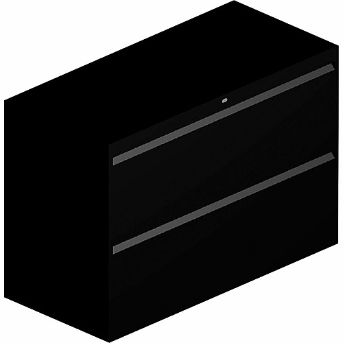 HON 800 Series Full-Pull Locking Lateral File - 2-Drawer 42" Width x 19.3" Depth x 28.4" Height - 2 x Drawer(s) - Lateral - Black - Baked Enamel - Steel - Recycled (892LP)