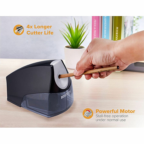 Bostitch Personal Electric Pencil Sharpener Desktop - 1 Hole(s) - Helical - 4" Height x 3.5" Width x 5" Depth - Black, Silver - 1 Each (EPS4BLK)