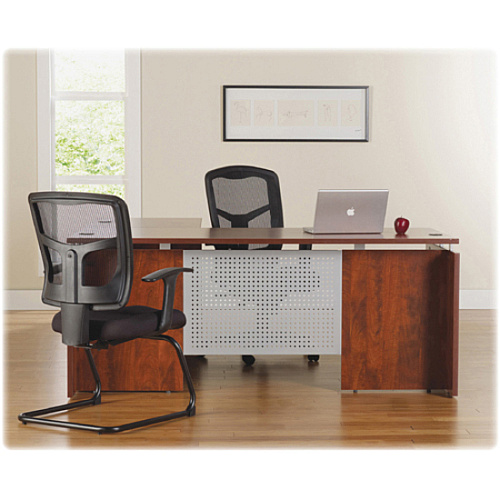 Lorell ErgoMesh Series Mesh Back Guest Chair with Arms Black Seat Color - Fabric Seat Material - Black Back Color - Mesh Back Material - Cantilever Base - 1 Each (LLR86202)