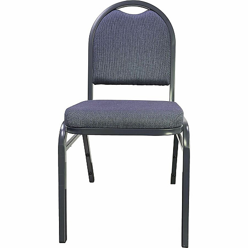 Lorell Round-Back Upholstered Stack Chairs Blueberry, Black Seat Color - Fabric Seat Material - Charcoal Frame Color - Steel Frame Material - Blue, Black - 4 / Carton (LLR62514)