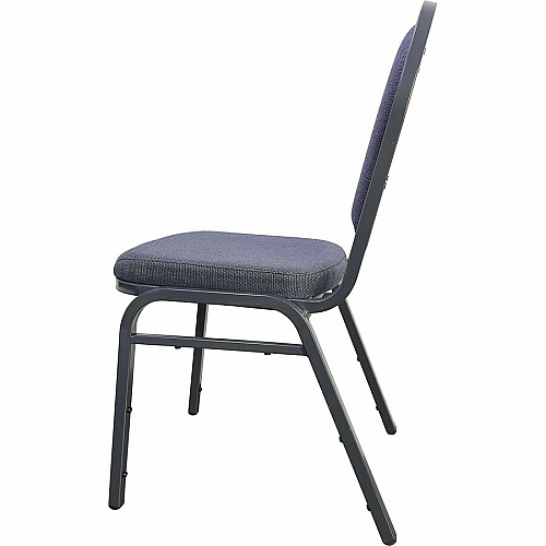 Lorell Round-Back Upholstered Stack Chairs Blueberry, Black Seat Color - Fabric Seat Material - Charcoal Frame Color - Steel Frame Material - Blue, Black - 4 / Carton (LLR62514)