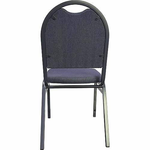 Lorell Round-Back Upholstered Stack Chairs Blueberry, Black Seat Color - Fabric Seat Material - Charcoal Frame Color - Steel Frame Material - Blue, Black - 4 / Carton (LLR62514)