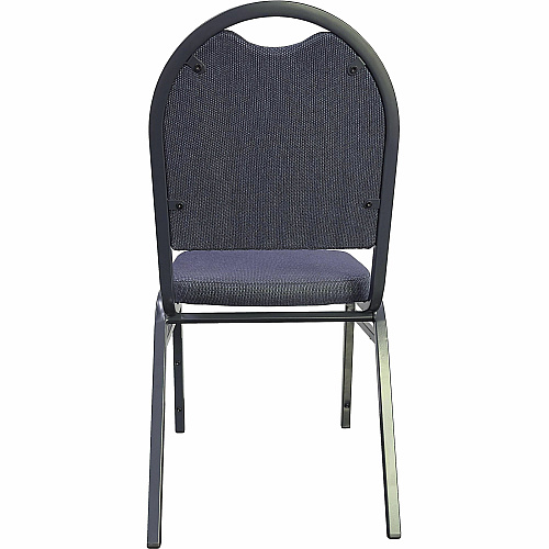 Lorell Round-Back Upholstered Stack Chairs Blueberry, Black Seat Color - Fabric Seat Material - Charcoal Frame Color - Steel Frame Material - Blue, Black - 4 / Carton (LLR62514)