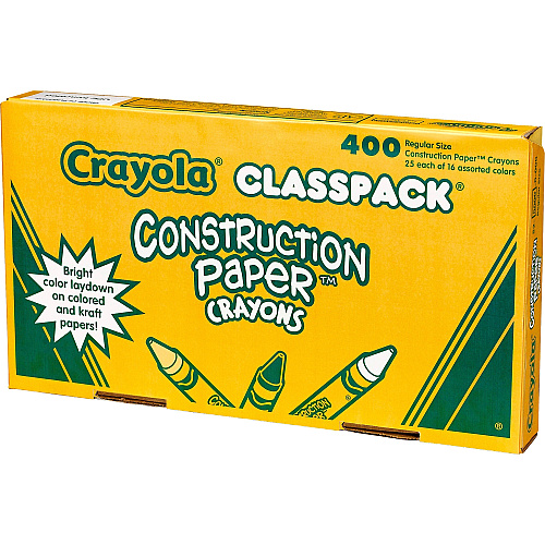 Crayola 16-Color Construction Paper Crayon Classpack Classroom - Multicolor - 400 / Box (521617)