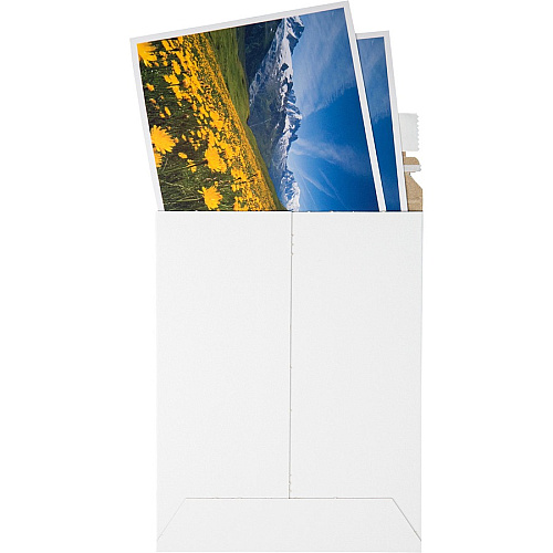 Quality Park Sturdy Fiberboard Photo Mailers Board - 6" Width x 8" Length - Self-sealing - White - Fiberboard - 25 / Box (64007)