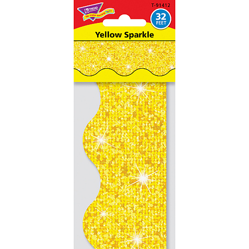 Trend Sparkle Board Trimmers Rectangle Topped With Waves Shape - Pin-up - Reusable, Precut - 0.10" Height x 2.25" Width x 390" Length - Yellow - Paper - 1 / Each (T91412)