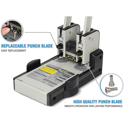 CARL XHC2100 Extra Heavy-duty Two Hole Punch 2 Punch Head(s) - 100 Sheet of 20lb Paper - 1/4" Punch Size - Blue (62100)