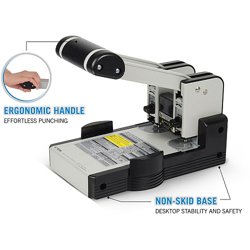 CARL XHC2100 Extra Heavy-duty Two Hole Punch 2 Punch Head(s) - 100 Sheet of 20lb Paper - 1/4" Punch Size - Blue (62100)